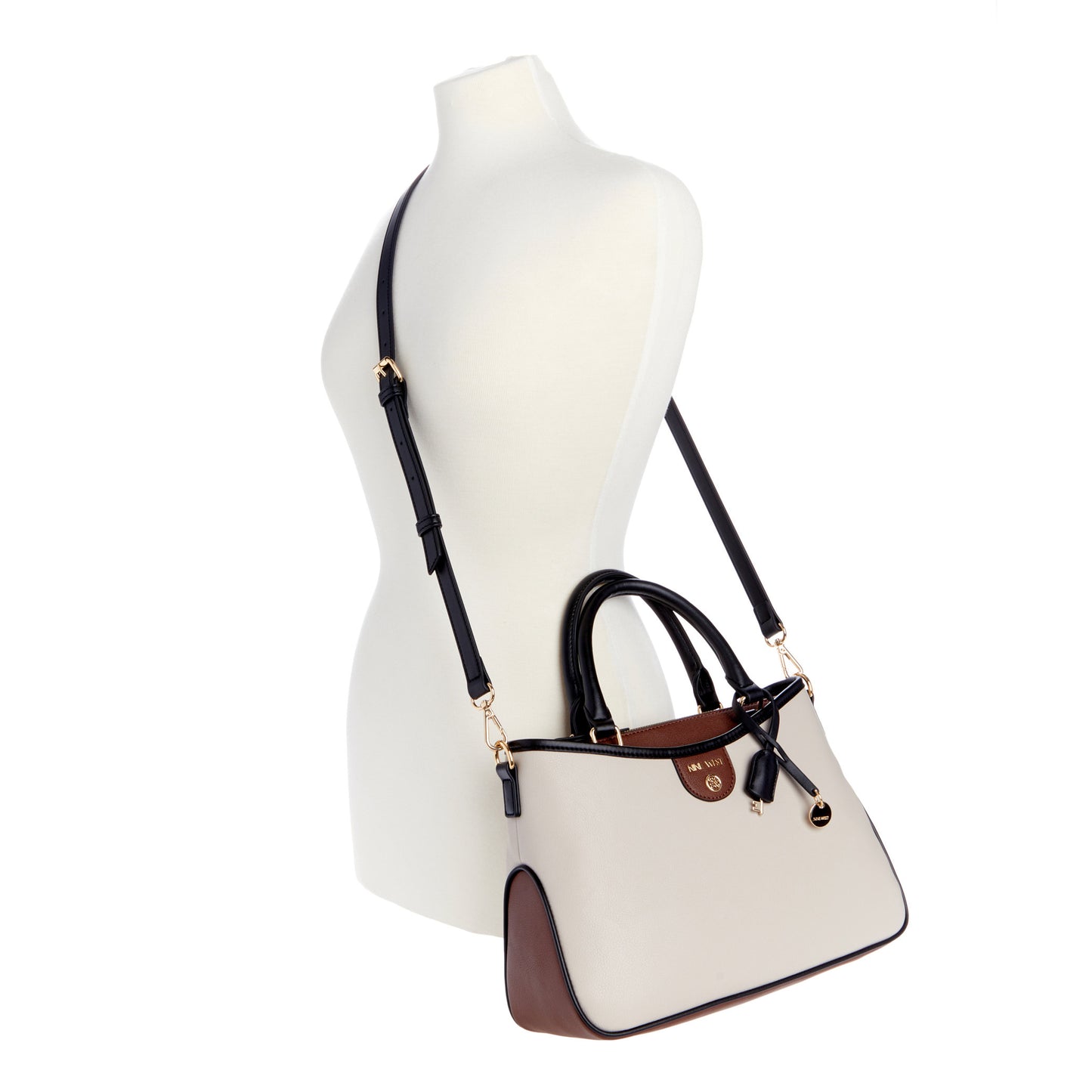 Cartera Satchel Kiley Crema/Negro