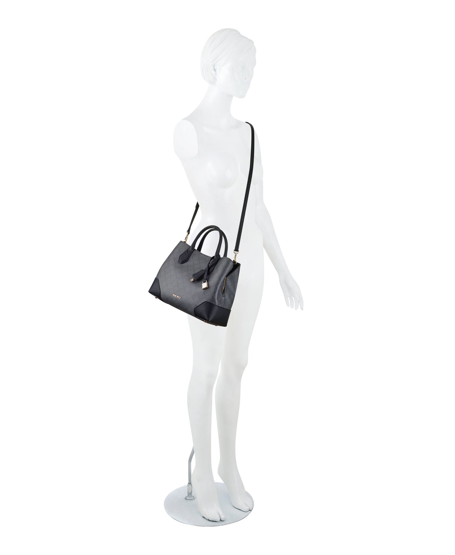 Cartera Satchel Brooklyn Negro Gris