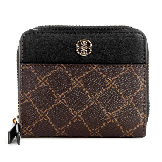 Billetera Slg Small Zip Reflected Negro/Chocolate